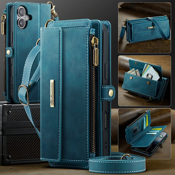 CASEME iPhone 17 Plånboksfodral Zipper RFID C39 Grön