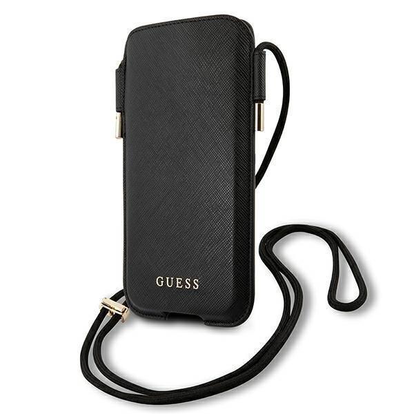 Guess Saffiano Halsbandsfodral 6.1" - Svart Svart
