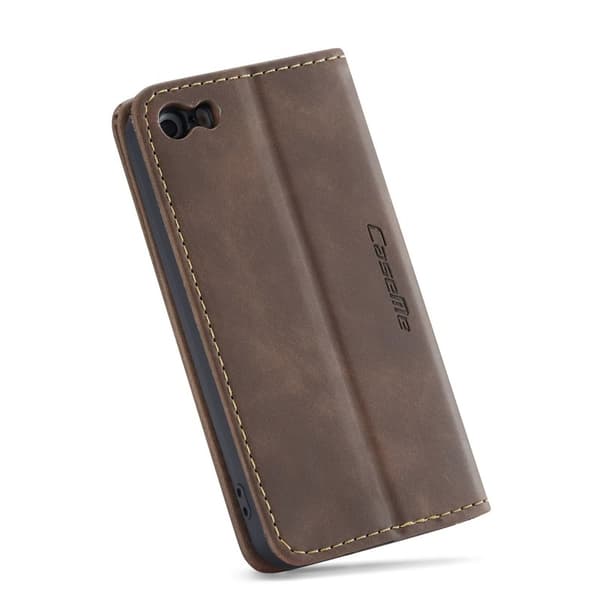 CASEME 013 iPhone 5s/SE Konstläder Plånboksfodral med kortplats - Kaffe