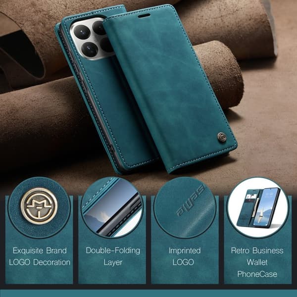 CASEME 013 Plånboksfodral för Xiaomi 15T Pro KonstLäder - Blå