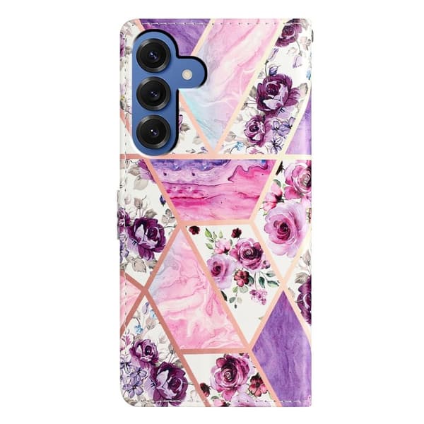Samsung Galaxy S26 Plus Plånboksfodral Konstläder Ställ Lila Blommor