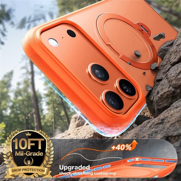 TORRAS Mobilskal till iPhone 17 Pro Max MagSafe Rotating Kickstand - Orange Orange