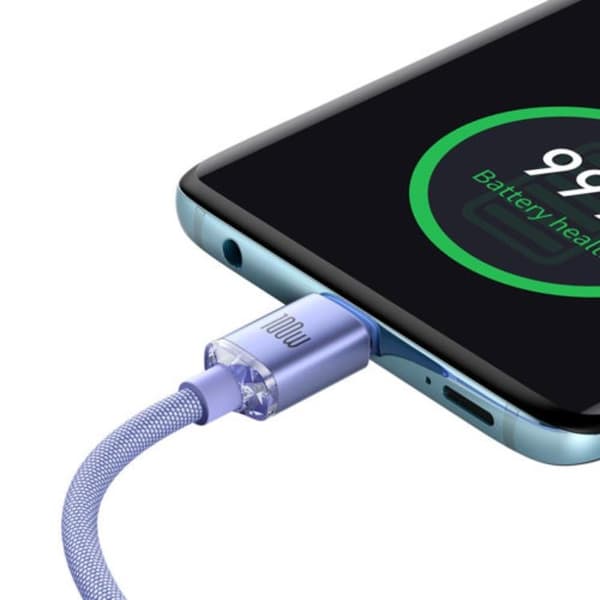 Baseus USB-C till USB-C 100W 1.2m - Lila Lila