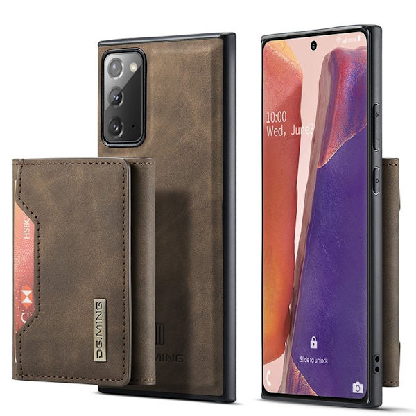 DG.MING M2 Tri-fold Plånboksfodral med Ställ för Samsung Galaxy Note20 - Brun