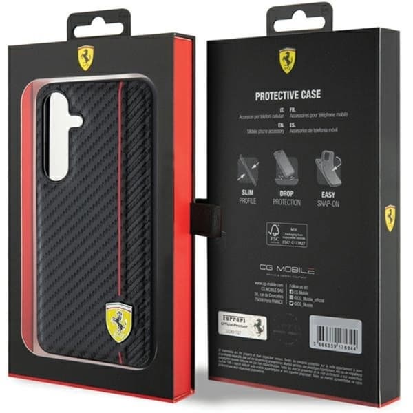 Ferrari telefontaske til Galaxy S24 Plus Carbon Printed Line - Sort Black