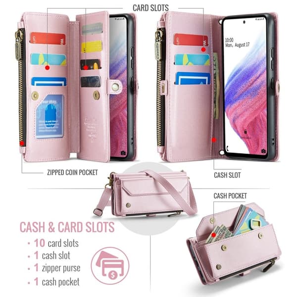 CASEME Plånboksfodral Konstläder för Samsung Galaxy A53 5G - Rosa