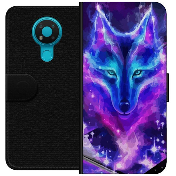 Pungcover til Nokia 3.4 med Neon Ulv