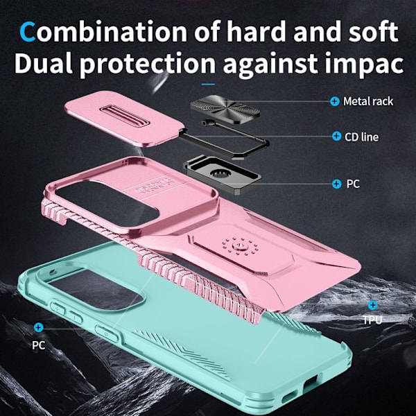 Mobilskal för Samsung Galaxy S26 Plus Kickstand TPU + PC - Rosa