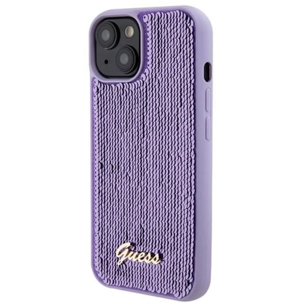 Guess iPhone 15 Mobilskal Sequin Script Metal - Lila