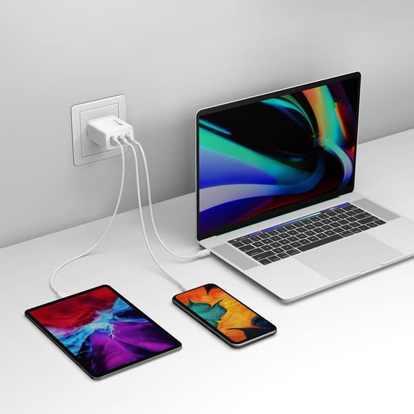 GP Väggladdare 65W GaN Inkl Reseadapter - Vit Vit