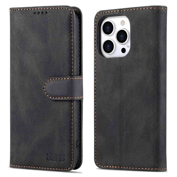 AZNS iPhone 14 Pro Plånboksfodral i Konstläder - Svart
