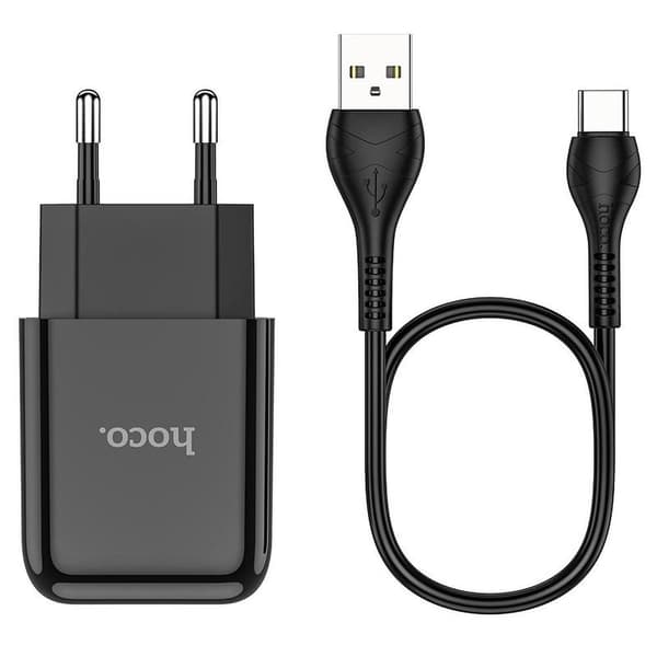 HOCO rejseoplader USB + Kabel USB-C 2A N2 Vigour Sort Black