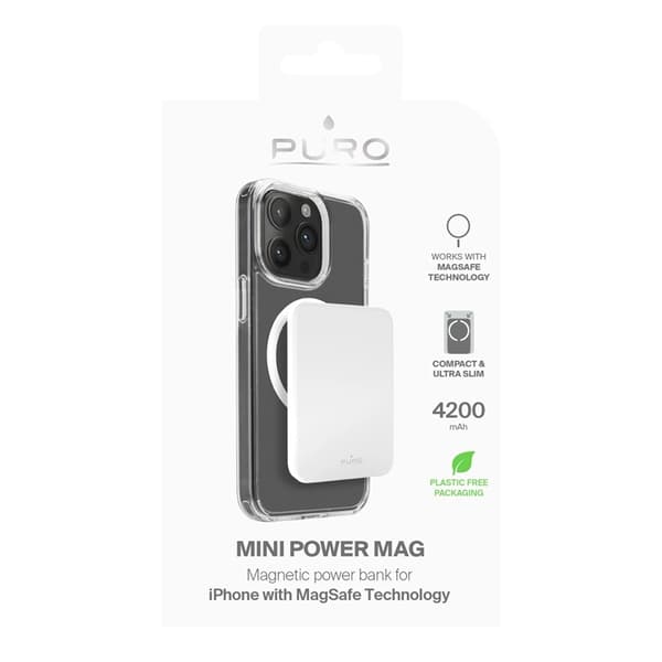 Puro MagSafe Powerbank 4200mAh me USB-C - Vit Vit