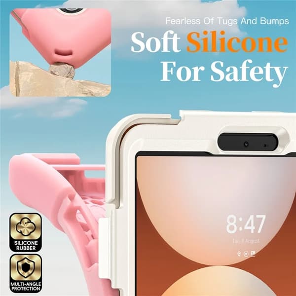 Mobilskal till Galaxy Tab A11 Kickstand Silikon Axelrem Rosa