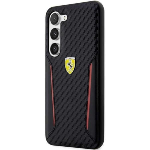 Ferrari Galaxy S23 Plus Skal Carbon Contrast Edges - Sort Black