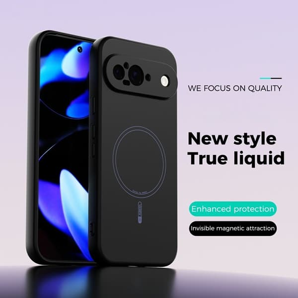 ABEEL Mobilskal till Google Pixel 9 Pro MagSafe Liquid Silicone Svart