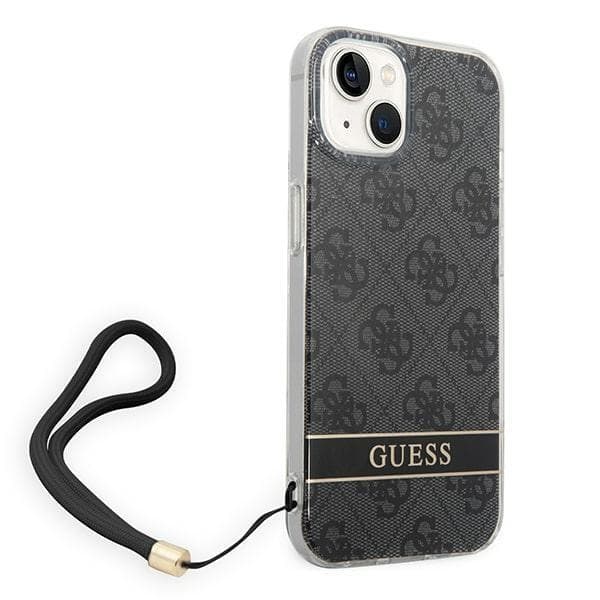 GUESS iPhone 14 Plus Cover 4G Print Strap - Sort Black
