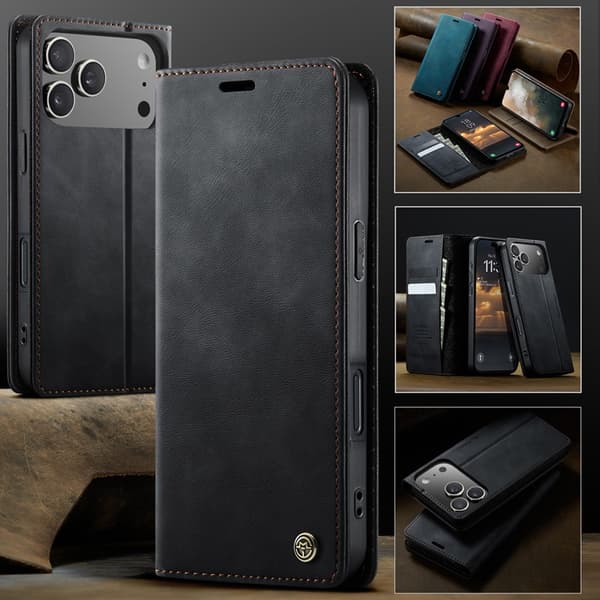 Caseme iPhone 17 Pro Max Plånboksfodral RFID-Skydd 033 Svart