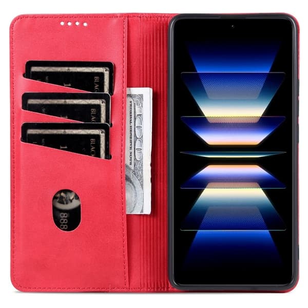 AZNS Samsung Galaxy S24 FE Plånboksfodral Konstläder - Röd