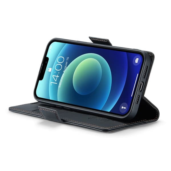 CASEME Plånboksfodral Konstläder för iPhone 12/12 Pro - Svart