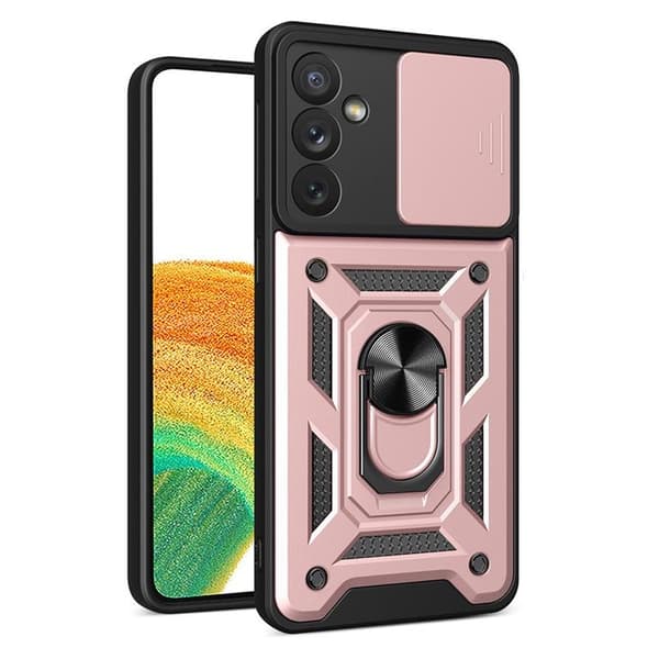 Galaxy A14 5G Cover med Ringholder Hybrid Armor Camshield - Rosa Rosa