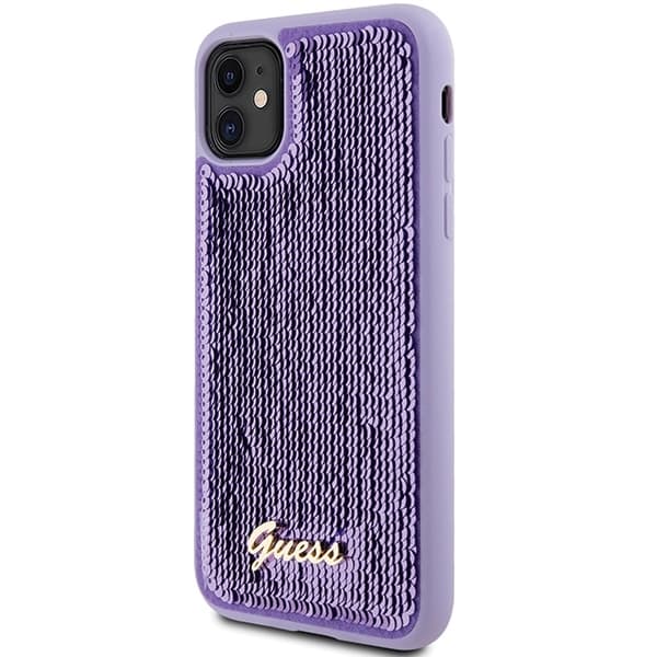Guess Mobilskal till iPhone 11 / Xr MagSafe Sequin Script Metal - Lila