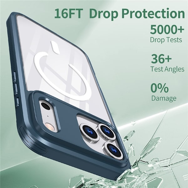 Mobilskal till iPhone 17 Pro Max MagSafe TPU + PC Clear - Blå Blå