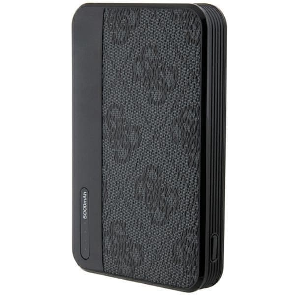 Guess Powerbank 5000mAh 15W Læder Metal Logo - Sort Black