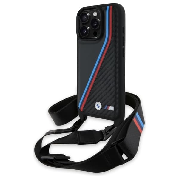 BMW Mobilskal till iPhone 16 Pro Max Carbon Tricolor & Strap - Svart Black