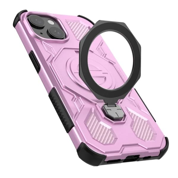 Mobilskal till iPhone 15 Plast Shockproof Med Ställ - Rosa Rosa
