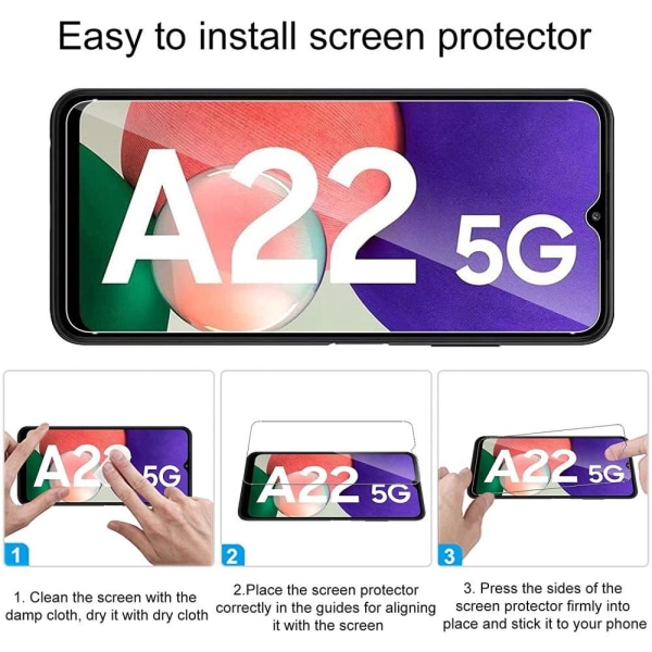 [2-Pack] Härdat glas Samsung Galaxy A22 5G Skärmskydd