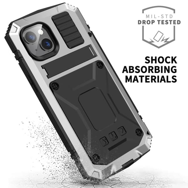 R-JUST Mobilskal till iPhone 14 Shockproof Hybrid Silver med Skärmskydd