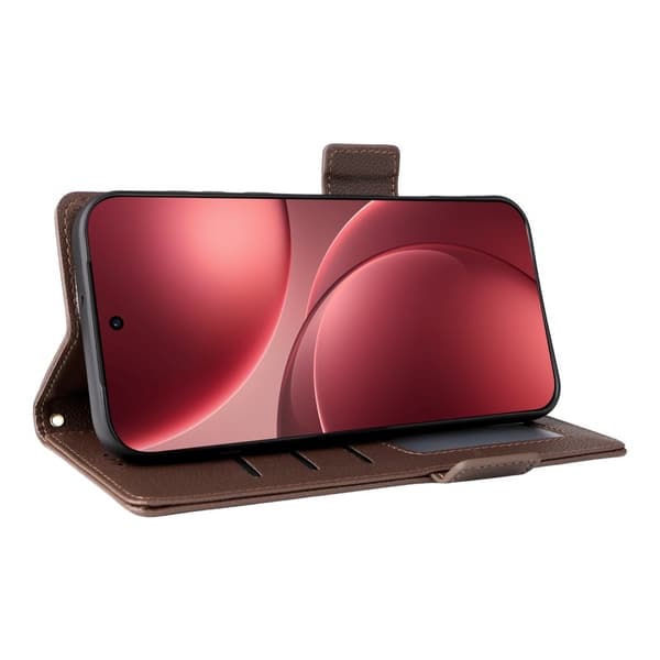Litchi Oppo Find X9 Pro 5G Plånboksfodral Konstläder - Brun