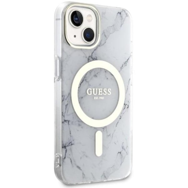 Guess iPhone 14 Plus Mobilskal MagSafe Marble - Vit