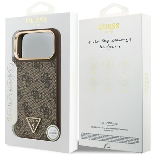 Guess Mobilskal till iPhone 17 Pro Max MagSafe 4G Triangle Logo - Brun Guld Brun