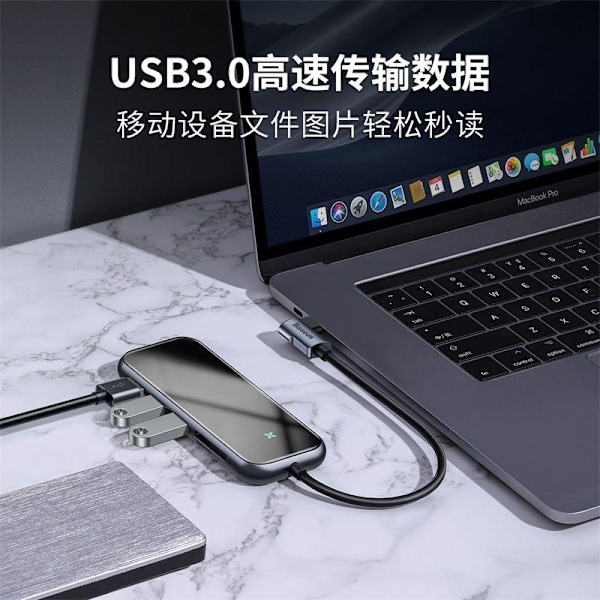 BASEUS HUB 7in1 3xUSB 3.0 + HDMI + USB-C PD + microSD/SD