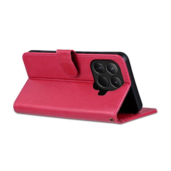 AZNS Xiaomi 15T Pro Plånboksfodral Anti-Scratch Konstläder - Röd