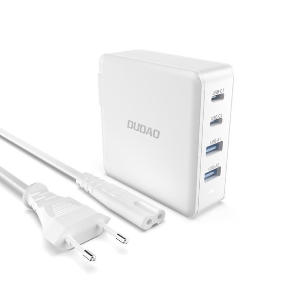 Dudao GaN Väggladdare 2 x USB Till 2x USB-C 100W - Vit