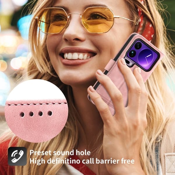 DIERFENG DF-03 Plånboksfodral för Xiaomi 17 Pro Max - Konstläder - Rosa