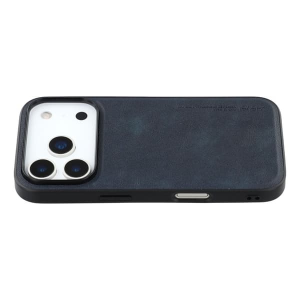 X-LEVEL Bojue-3 Mobilskal till iPhone 17 Pro Läderbelagd PC + TPU Blå