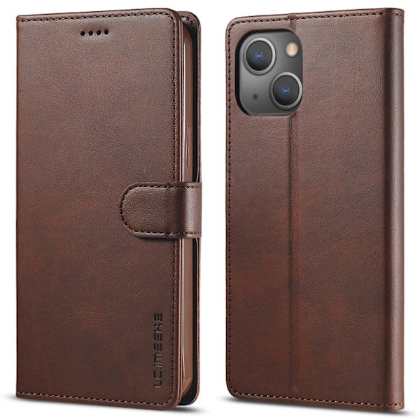 LC.IMEEKE iPhone 15 Plånboksfodral Drop Resistant Konstläder - Brun