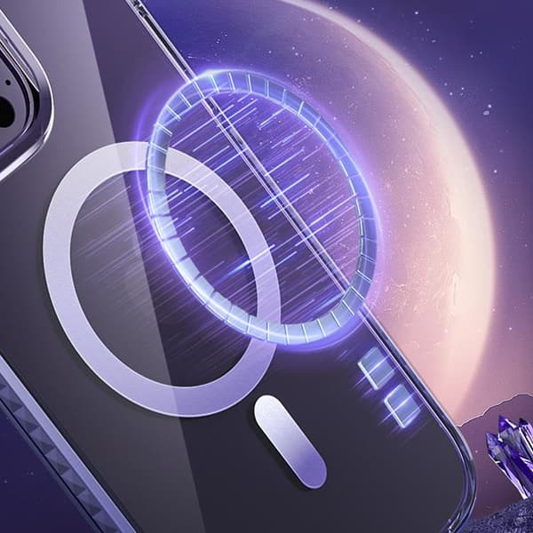 Kingxbar iPhone 14 Plus -kuori Magsafe PQY Ice Crystal - hopea Silver