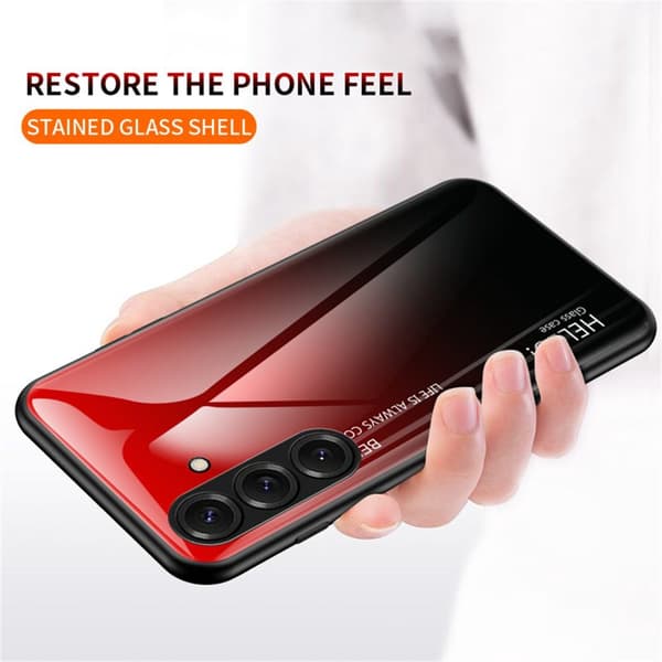 Mobilskal för Samsung Galaxy S26 Anti-Scratch Tempered Glass Gradient Röd Svart