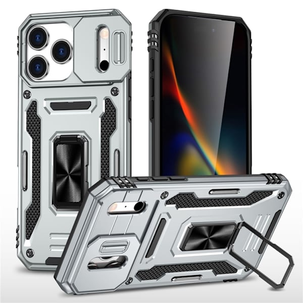 Mobilskal till iPhone 17 Pro Max Kickstand Lens Lid - Grå Grå
