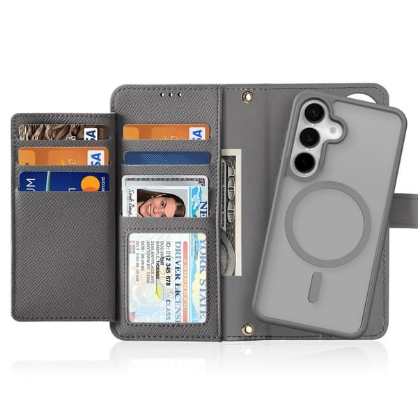 DUX DUCIS Lawa Series Äkta Läder Plånboksfodral för Samsung Galaxy S25+ - Grå