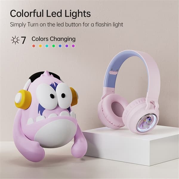 FINGERTIME Over-Ear Hörlurar för Barn Bluetooth BT5.3 Q1 - Rosa Rosa