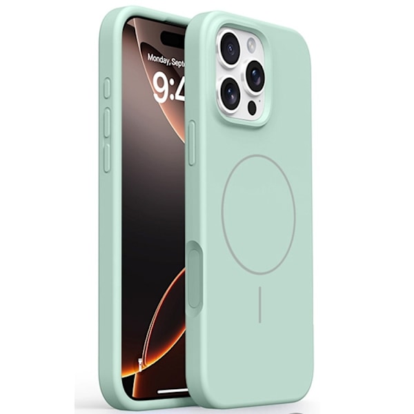 Mobilskal till iPhone 16 Pro MagSafe Liquid Silikon Microfiber - Ljusgrön Grön