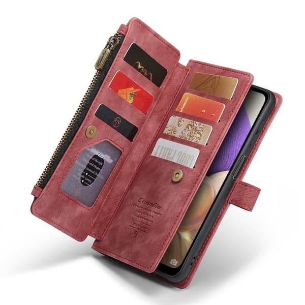 CASEME Konstläder Plånboksfodral för Samsung Galaxy A32/M32 5G Röd
