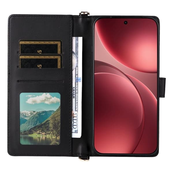 Oppo Find X9 Pro 5G Ställ Plånboksfodral Konstläder - Svart