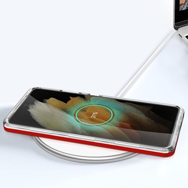Galaxy S21 Ultra 5G Skal Clear 3in1 - Röd